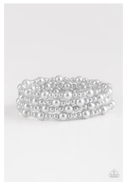 Classic Confidence - Silver Pearls - Wire Wrap - Coil Bracelet