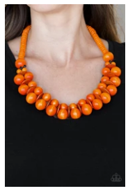 Caribbean Cover Girl - Orange Wooden Beads - Necklace