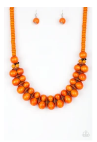 Caribbean Cover Girl - Orange Wooden Beads - Necklace