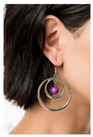 Diva Pop - Purple Beads - Silver Earrings