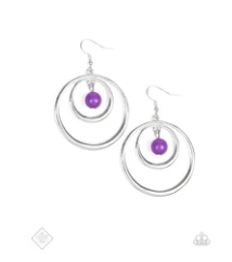 Diva Pop - Purple Beads - Silver Earrings