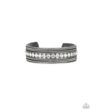 Load image into Gallery viewer, Empress Etiquette - WHITE Rhinestones - Silver Studded Cuff Bracelet