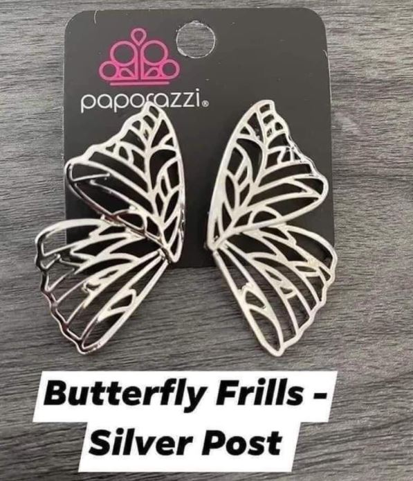 Butterfly Frills - Silver. Earrings