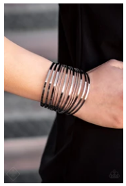 Front Line Shine - Black Gunmetal Cuff Bracelet