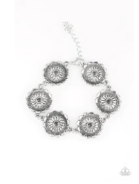 Funky Flower Child - Silver - Rhinestone Centers Silver Bracelet