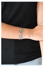 Load image into Gallery viewer, Funky Flower Child - Silver - Rhinestone Centers Silver Bracelet