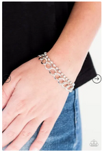 Load image into Gallery viewer, Material Girl – White Rhinestone Silver Chain Bracelet