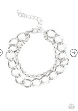 Load image into Gallery viewer, Material Girl – White Rhinestone Silver Chain Bracelet