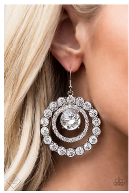 Glitzy Gamble- White and Silver Earrings