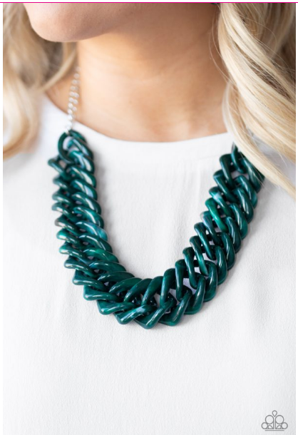 Comin’ In HAUTE – Green Acrylic Links Necklace