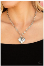 Load image into Gallery viewer, Flirtatiously Flashy - Silver Diamond Heart Necklace