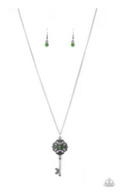 Load image into Gallery viewer, Got It On Lock - Green Rhinestone - Key Pendant Necklace