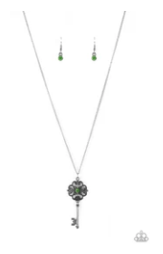 Got It On Lock - Green Rhinestone - Key Pendant Necklace
