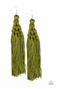 Magic Carpet Ride - Green Tassel Earrings