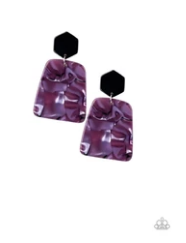 Majestic Mariner - Purple Faux Marble Acrylic - Post Earrings