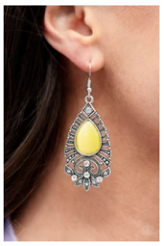 Majestically Malibu - Yellow Moonstone - Earrings - Fashion Fix  April 2019