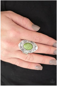 Mega Mother Nature - Green Stone - Silver Ring