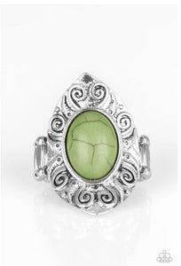 Mega Mother Nature - Green Stone - Silver Ring