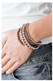 Metro Mix Up - Brown Pearls - Silver Bracelet