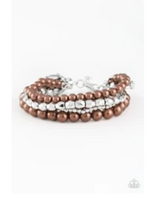 Load image into Gallery viewer, Metro Mix Up - Brown Pearls - Silver Bracelet