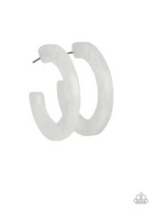 Load image into Gallery viewer, Oceanside Oasis - White - Acrylic Hoop Earrings