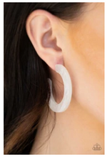 Load image into Gallery viewer, Oceanside Oasis - White - Acrylic Hoop Earrings