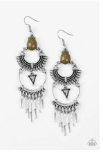 Load image into Gallery viewer, Progressively Pioneer - Silver and Green Bead Earrings