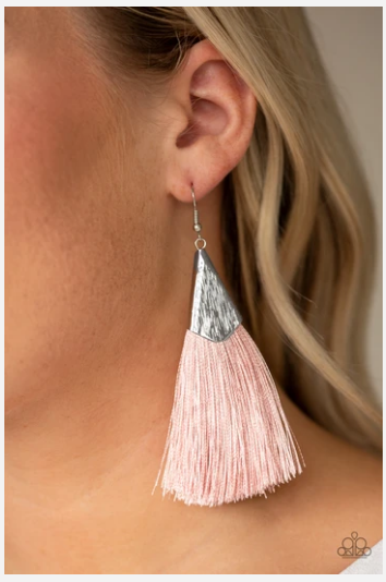 In Full Plume - Pink Earrings