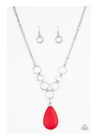 Livin' On A PRAIRIE - Red Stone - Silver Necklace