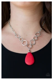 Livin' On A PRAIRIE - Red Stone - Silver Necklace