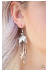 Radically Retro - Silver - Rods and Ball Chains - Earrings