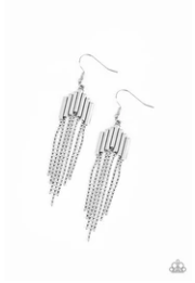 Radically Retro - Silver - Rods and Ball Chains - Earrings