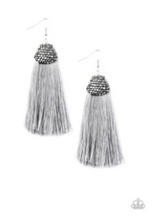 Load image into Gallery viewer, Razzle Riot - Silver / Gray Thread / Fringe / Tassel - Rhinestones - Earrings