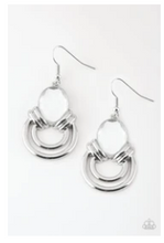 Load image into Gallery viewer, Real Queen - White Gem - Shimmery Silver Hoop Earrings