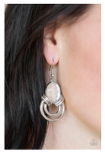 Load image into Gallery viewer, Real Queen - White Gem - Shimmery Silver Hoop Earrings