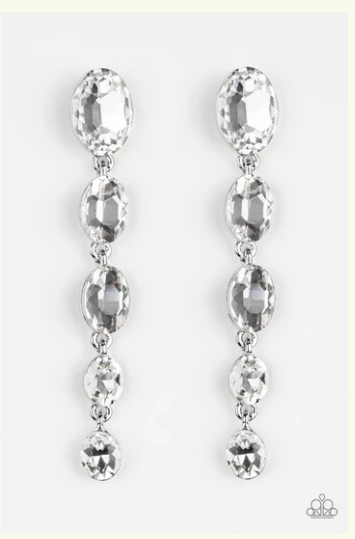 Red Carpet Radiant - White Earrings