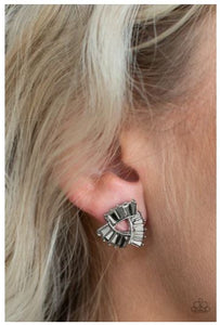 Renegade Shimmer - Silver - Emerald Style Gunmetal Earrings