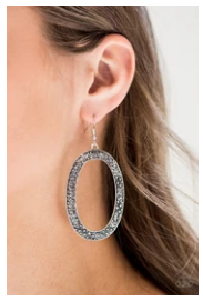 Rhinestone Rebel - Silver Hematite Rhinestones - Hoop Earrings