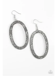 Rhinestone Rebel - Silver Hematite Rhinestones - Hoop Earrings