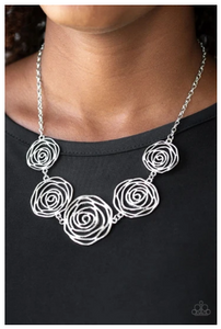 Rosy Rosette - Black Necklace
