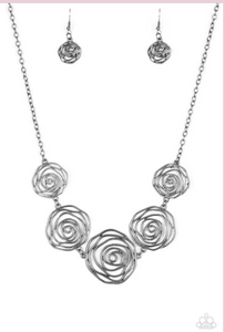 Rosy Rosette - Black Necklace