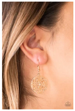 Load image into Gallery viewer, Rochester Royale - Gold - Filigree Hoop White Rhinestone Earrings