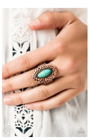 Ruler Radiance - Cooper Blue Turquoise Stone Ring - Fashion Fix Exclusive