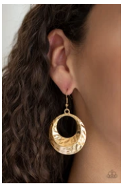 Savory Shimmer - Beveled Gold Hoop Earrings