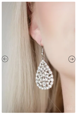 Sparkle Brighter – White Rhinestone Silver Teardrop Earrings