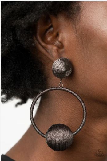 Social Sphere-Black Earrings