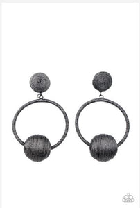 Social Sphere-Black Earrings