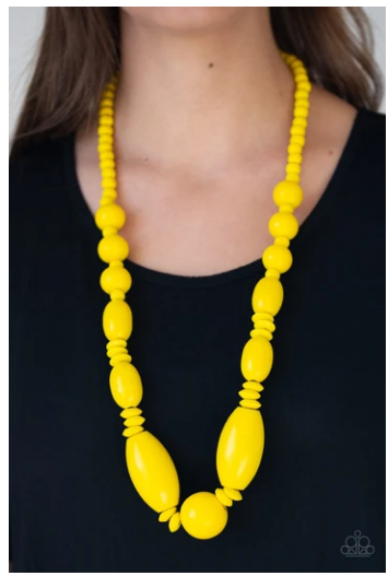 Summer Breezin Yellow Wood Necklace