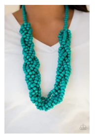 Tahiti Tropic - Blue - Wooden Beads Necklace