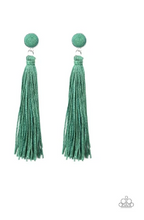 Load image into Gallery viewer, Tightrope Tassel - Green Earrings